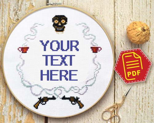 Personalized cross stitch pattern with custom text – P9-034c