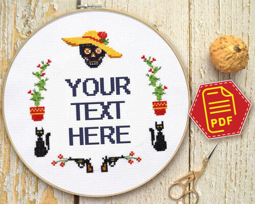 Personalized cross stitch pattern with custom text