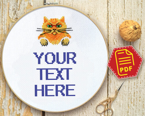 Personalized cross stitch pattern with custom text – P9-035c
