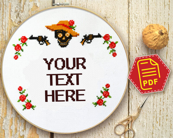 Personalized cross stitch pattern with custom text