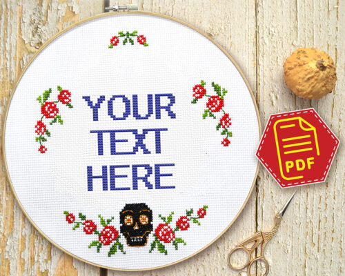 Personalized cross stitch pattern with custom text – P9-031c