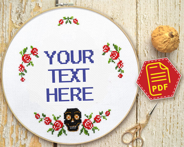 Personalized cross stitch pattern with custom text – P9-031c