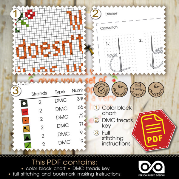 Counted cross stitch pattern - What doesn’t kill you gives you a set of unhealthy coping mechanisms and a very dark sense of humor 2