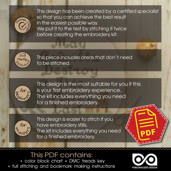 Counted cross stitch pattern "May Godzilla destroy this home last" – Embroidery chart, Download in PDF