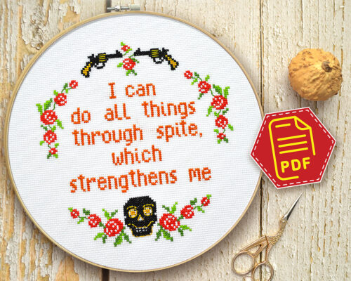 Counted cross stitch pattern - I can do all things through spite which strengthens me