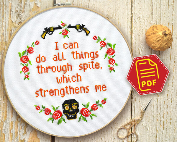 Counted cross stitch pattern - I can do all things through spite which strengthens me
