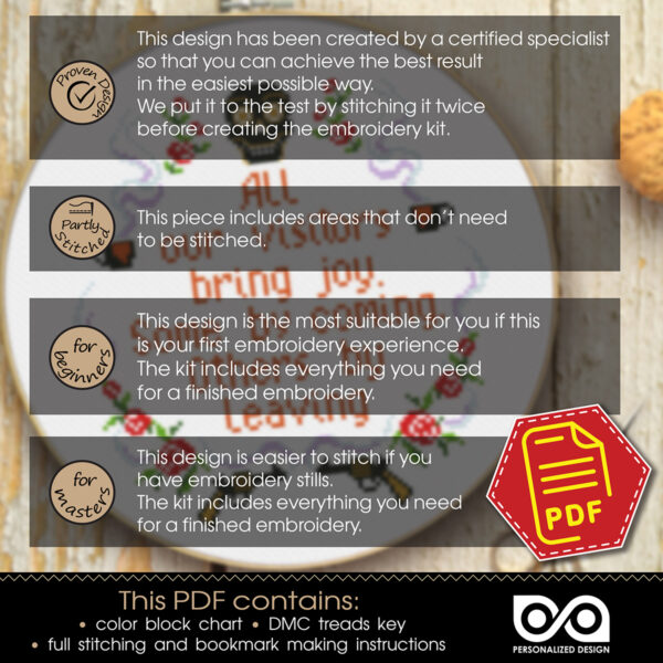 Counted cross stitch pattern - All our visitors bring joy Some by coming Others by leaving 3