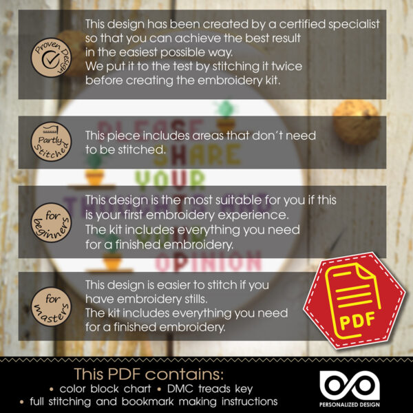 Counted cross stitch pattern "Please share your thoughts and your opinion | SHUT UP" – Embroidery chart, Download in PDF