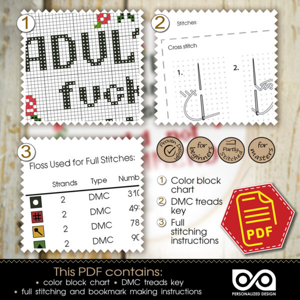 Counted cross stitch pattern - Adulting fucking bullshit would not recommend 2