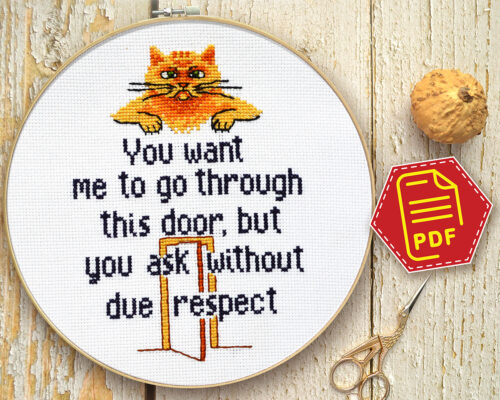 Counted cross stitch pattern - You want me to go through this door
