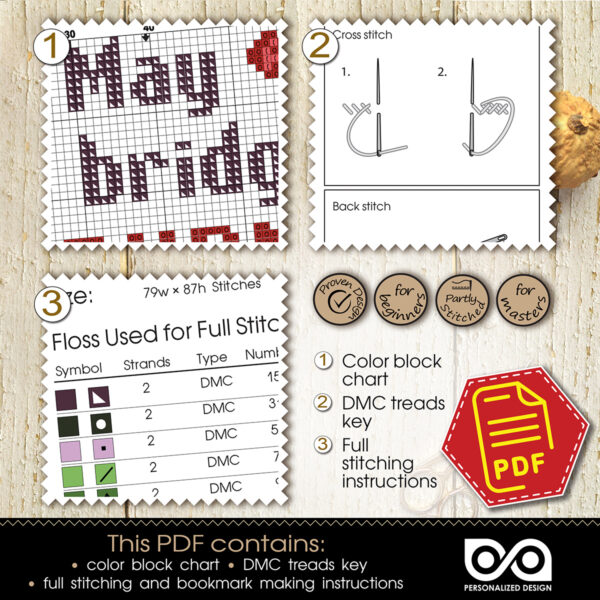 Counted cross stitch pattern "May the bridges I burn light the way" – Embroidery chart, Download in PDF