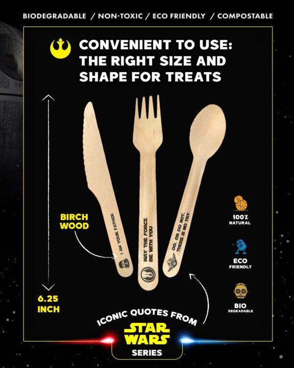 Disposable Wooden Cutlery Set "May The Forks Be with You"