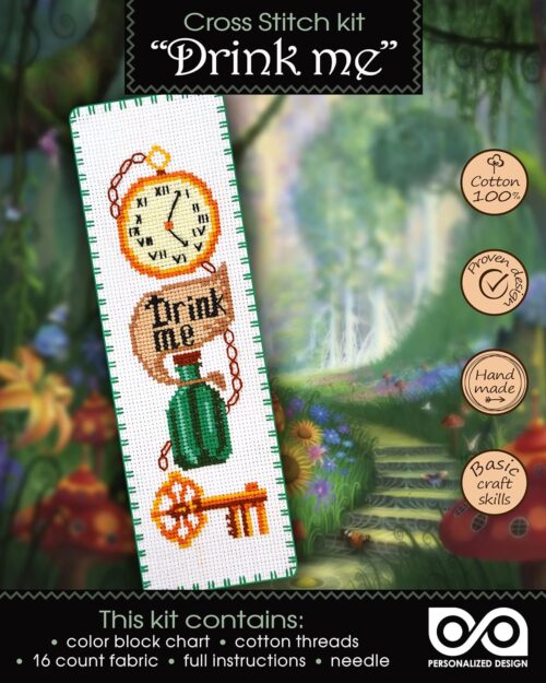 Bookmark Cross Stitch Kit "Alice in Wonderland: Drink Me"