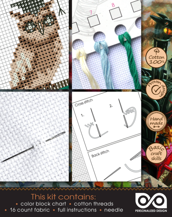 Cross stitch Kit of Bookmark "Harry Potter: Slytherin Owl"