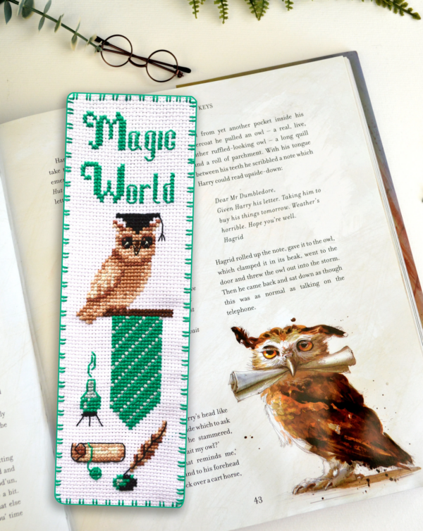 Cross stitch Kit of Bookmark "Harry Potter: Slytherin Owl"
