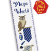 Cross stitch pattern of Bookmark “Harry Potter: Slytherin Owl” – Download in PDF