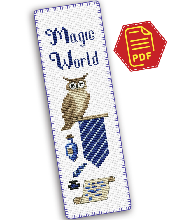 Cross stitch pattern of Bookmark “Harry Potter: Slytherin Owl” – Download in PDF