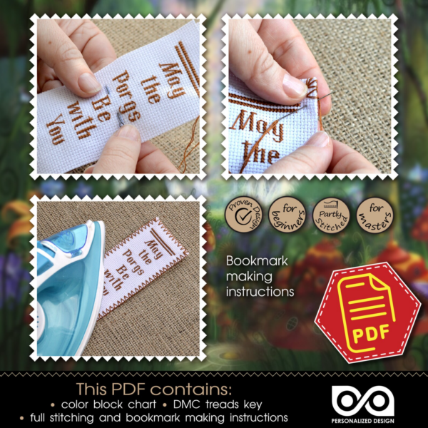 Fairy cross stitch pattern of Bookmark "Alice in Wonderland: Caterpillar" - Download in PDF