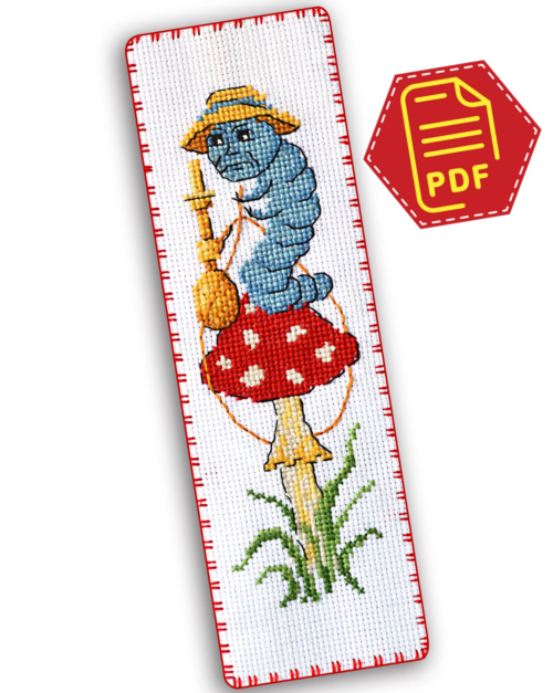 Fairy cross stitch pattern of Bookmark "Alice in Wonderland: Caterpillar" - Download in PDF