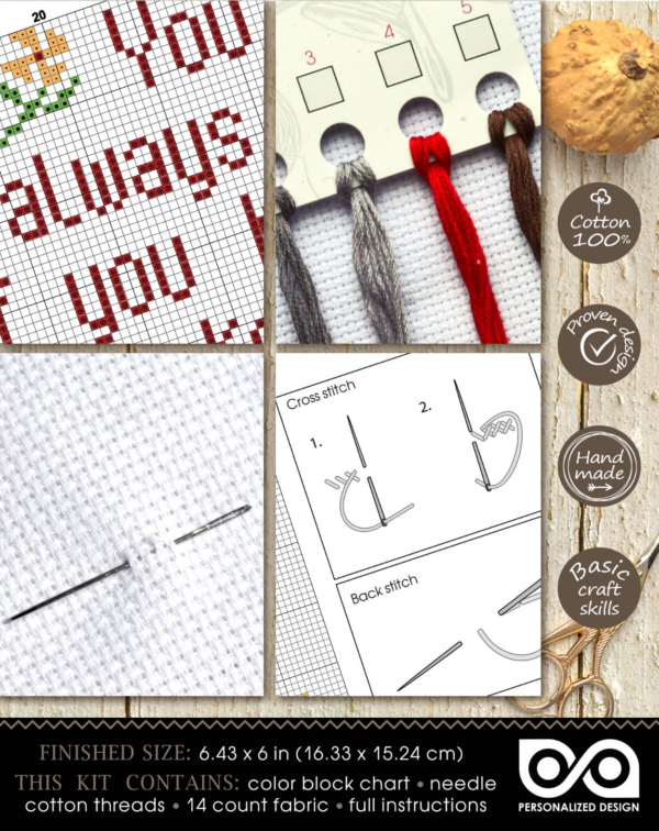 Quote Cross Stitch Kit "You will always be lucky if you know how to make friends with strange cats"