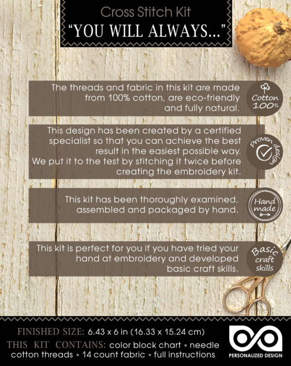 Quote Cross Stitch Kit "You will always be lucky if you know how to make friends with strange cats"