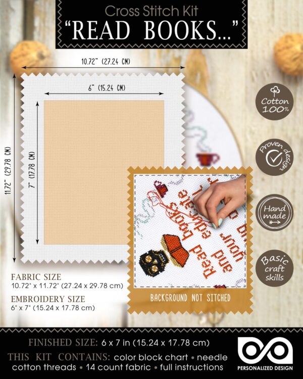 Quote Cross Stitch Kit "Read books and educate your local drug dealer"