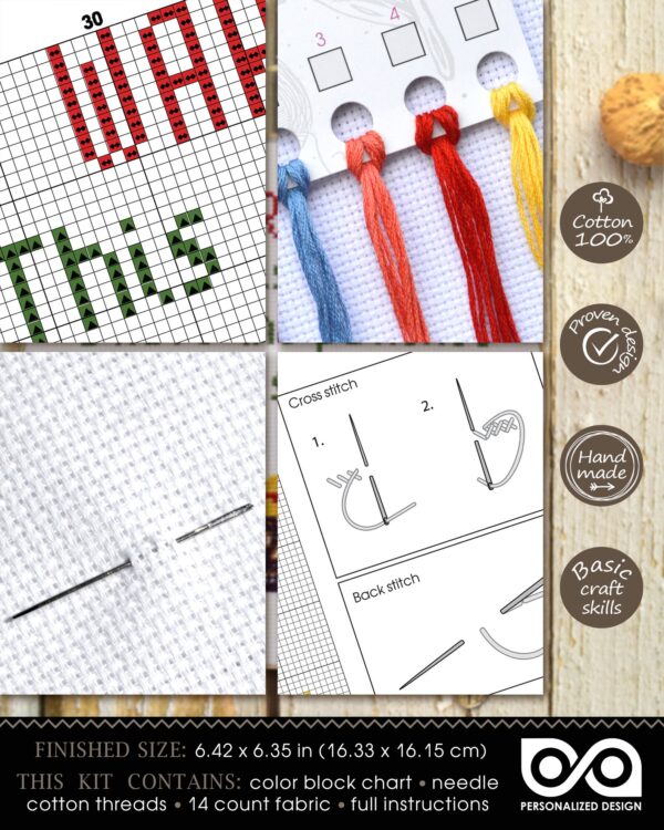 Quote Cross Stitch Kit "Warning This Is Proof I Have The Patience To Stab Something 1000 Times"