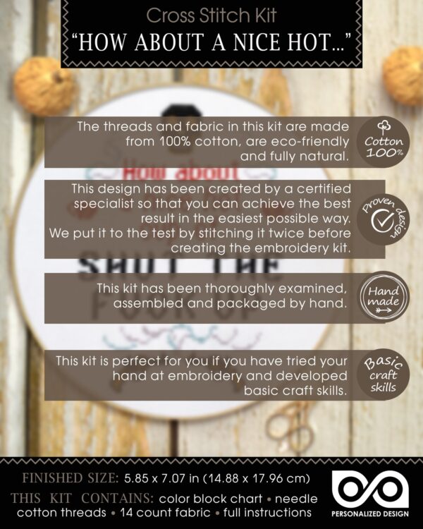 Quote Cross Stitch Kit "How About A Nice Hot Cup Of Shut The Fuck Up"