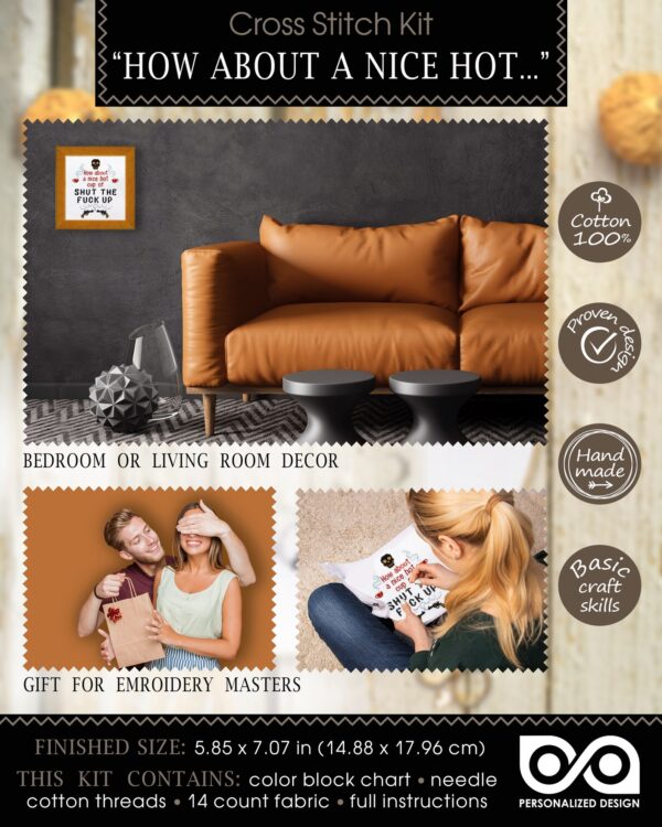 Quote Cross Stitch Kit "How About A Nice Hot Cup Of Shut The Fuck Up"