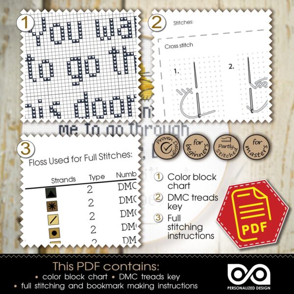 Quote Cross Stitch Pattern "You want me to go through this door, but you ask without due respect" - Download in PDF