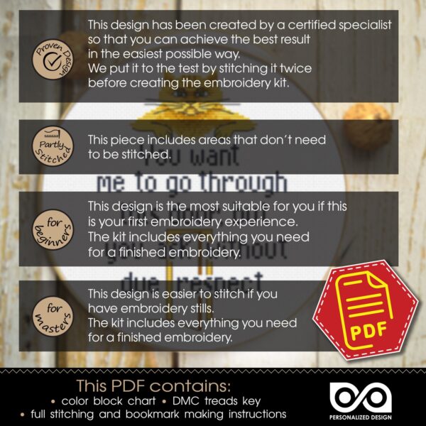 Quote Cross Stitch Pattern "You want me to go through this door, but you ask without due respect" - Download in PDF