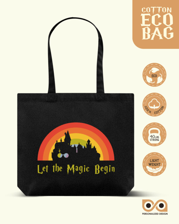 Shopping Tote Bag "Harry Potter: Let The Magic Begin" (Black Color)