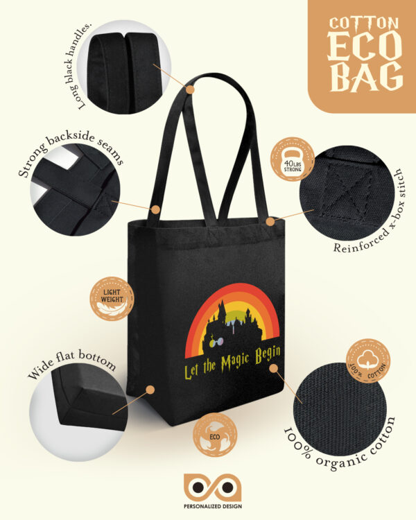 Shopping Tote Bag "Harry Potter: Let The Magic Begin" (Black Color)