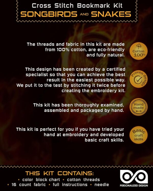 Counted Cross Stitch Bookmark Kit "The Hunger Games: The Ballad of Songbirds & Snakes"
