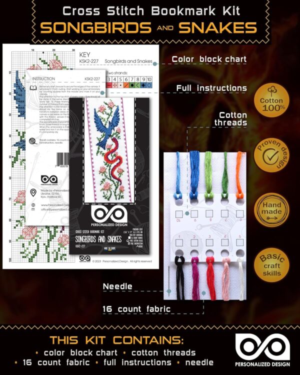 Counted Cross Stitch Bookmark Kit "The Hunger Games: The Ballad of Songbirds & Snakes"