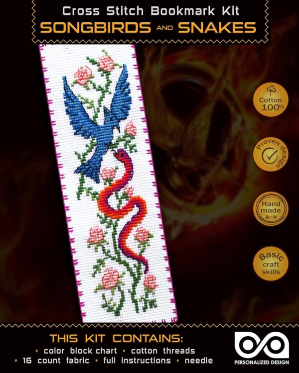 Counted Cross Stitch Bookmark Kit "The Hunger Games: The Ballad of Songbirds & Snakes"