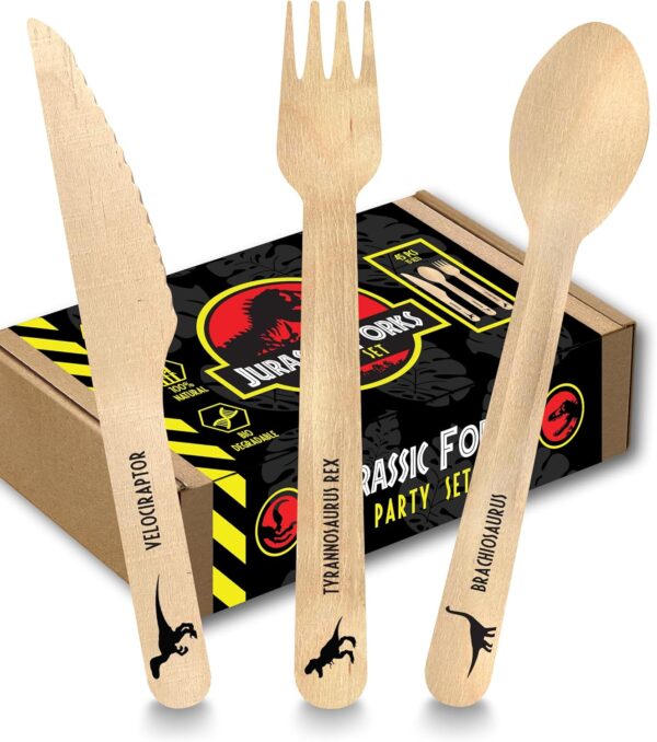 Disposable Wooden Cutlery Set "Jurassic Forks"
