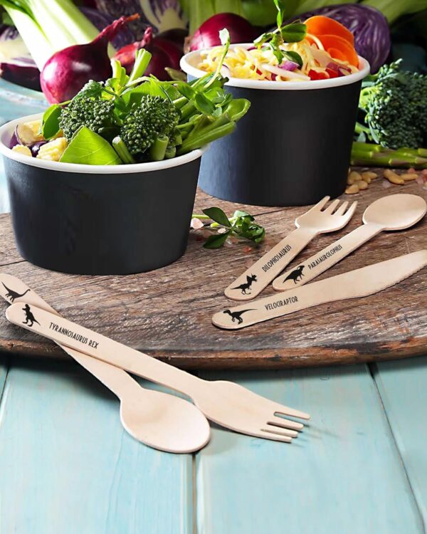Disposable Wooden Cutlery Set "Jurassic Forks"