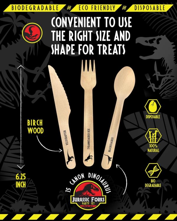 Disposable Wooden Cutlery Set "Jurassic Forks"
