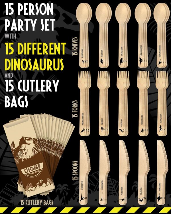 Disposable Wooden Cutlery Set "Jurassic Forks"