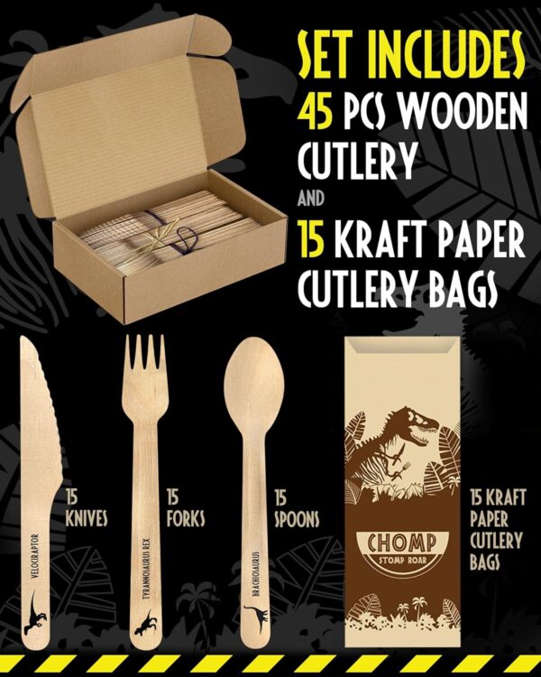 Disposable Wooden Cutlery Set "Jurassic Forks"