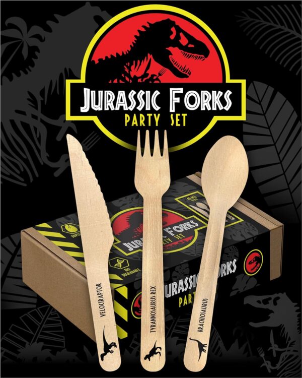 Disposable Wooden Cutlery Set "Jurassic Forks"