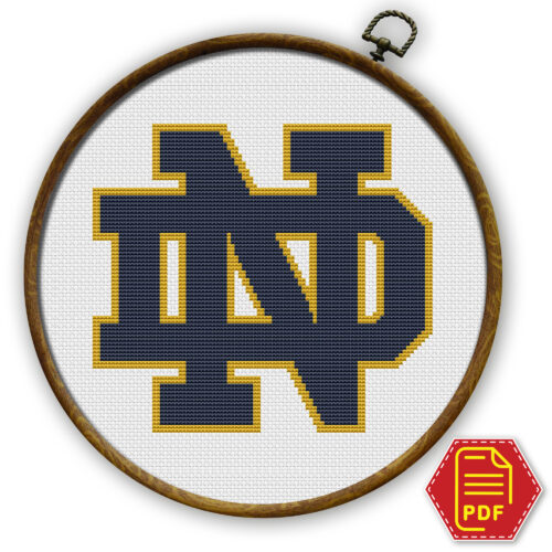 Notre Dame Fighting Irish logo counted cross stitch pattern - PDF Download