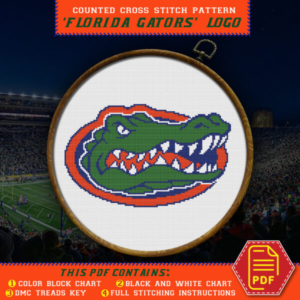 Florida Gators logo counted cross stitch pattern - PDF Download