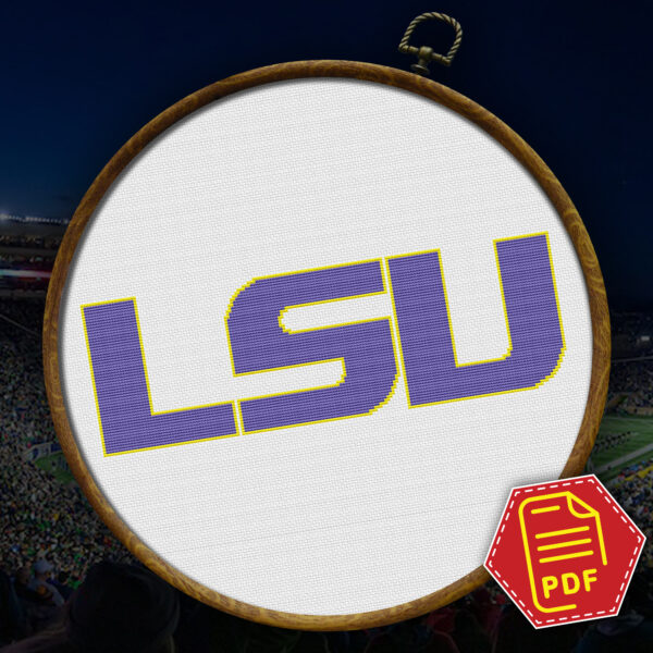 LSU Tigers logo counted cross stitch pattern - PDF-file Download