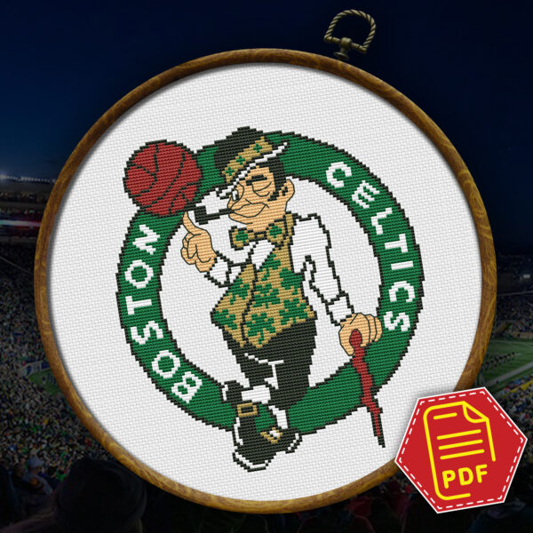 Boston Celtics Logo Counted Cross Stitch Pattern - Download in PDF