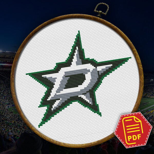 Dallas Stars Logo Counted Cross Stitch Pattern - Download in PDF