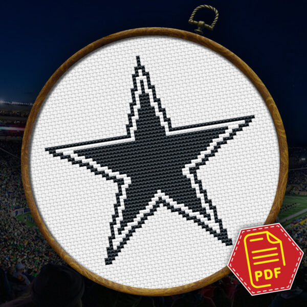 Dallas Cowboys Logo Counted Cross Stitch Pattern - Download in PDF