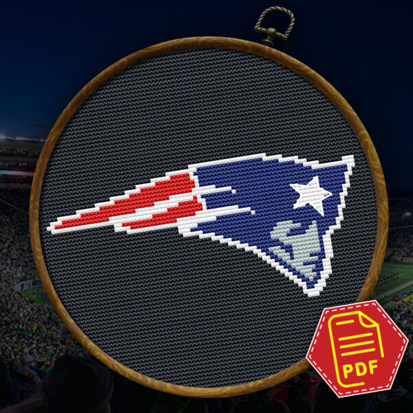 New England Patriots Logo Counted Cross Stitch Pattern - Download in PDF