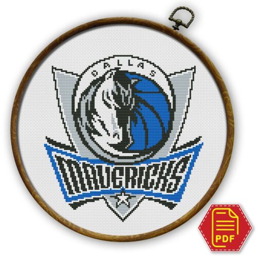 Dallas Mavericks Logo Counted Cross Stitch Pattern - Download in PDF